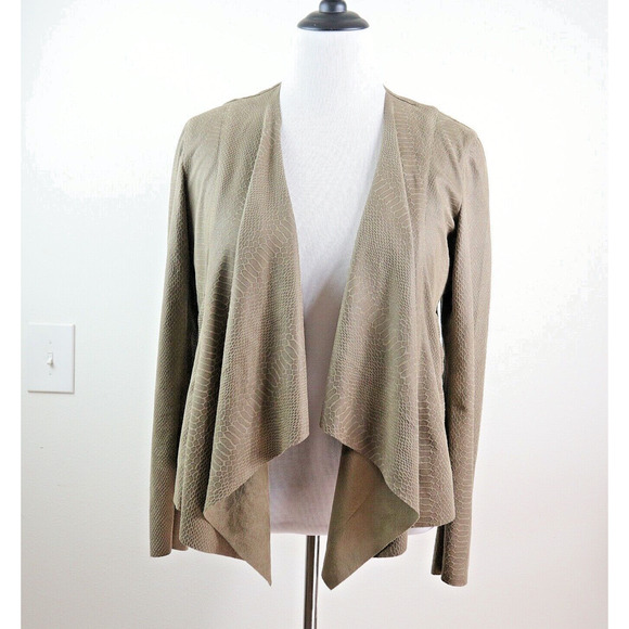 Blank NYC Size L Draped Moto Lightweight Jacket Snake Print Brown - Picture 2 of 10